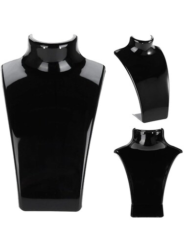 Ccy Jewelry Mannequin Bust Necklace Earring Holder Mannequin Head Bust Stand Model Shop Jewelry Display Rack Retail Store and Home Use Jewelry Display Holder Organizer (Black)