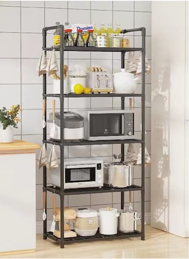5-Tier Storage Shelving Rack Organizer Shelves For Home Bathroom Kitchen Office Garage Storage 50.5x27x147 cm