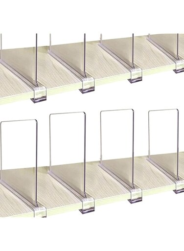 Tazweeq 8PCS Shelf Dividers, Clear Acrylic Shelf Divider, for Wood Shelves, Clothes Organizer/Purses Separators Perfect, for Kitchen Cabinets and Bedroom Organizer, for Closets
