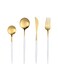 4-Piece Stainless Steel Cutlery Set White/Gold 220mm