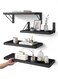 4Pcs Floating Shelves, Wood Wall Shelves Set for Home &amp; Office, Mounting Storage Rack for Bedroom Decor, Bathroom, Living Room, Easy Install, (Black)
