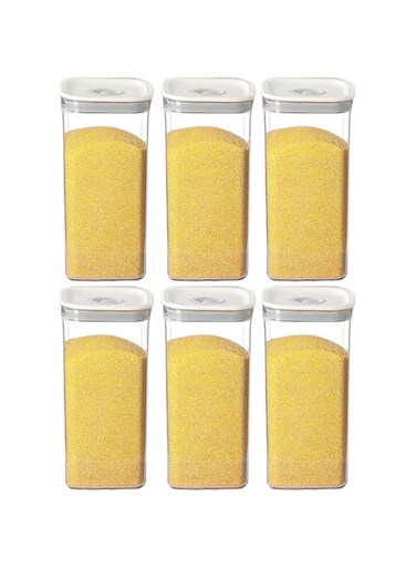 GGEROU Airtight Food Storage Containers,Set of 6，Food Grade Plastic Sealed Storage Tank with Lock Lids,Kitchen Pantry Organization Storage Jars,Moisture Proof,for Candy,Coffee,Cereal (6*L:1500ML)