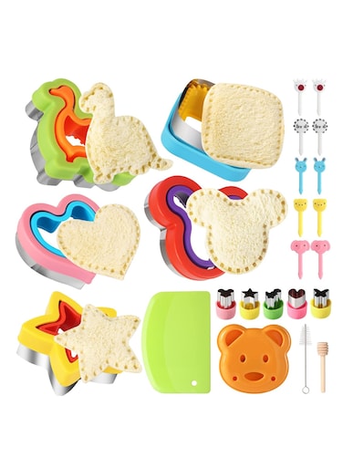Sandwich Cutter and Sealer Set Bread Sandwich Cutter Pancake Maker Heart Square Dinosaur Start Shaper,etc DIY Cookie Cutters Gift for Kids Boys Girls