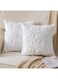Decorative Throw Pillow Covers, Soft Plush Faux Wool Couch Pillow Covers, Zigzag Luxury Style Cushion Case Pillow Shell, Boho Cushion Pillowcase for Sofa Bedroom, White (Set of 2, 18 x 18 Inch)