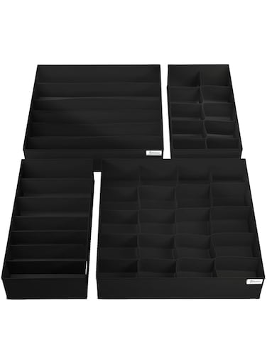 SYOSI 4 Pieces Underwear Drawer Organiser Foldable Draw Organisers Drawer Divider Draw Organizer Underwear drawer organisers for Socks Ties Bras and Handkerchief Back