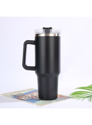 travel mug with handle and clear lid keeps drinks hot or cold durable sleek design perfect for commuting office or outdoor use spill resistant and easy to carry