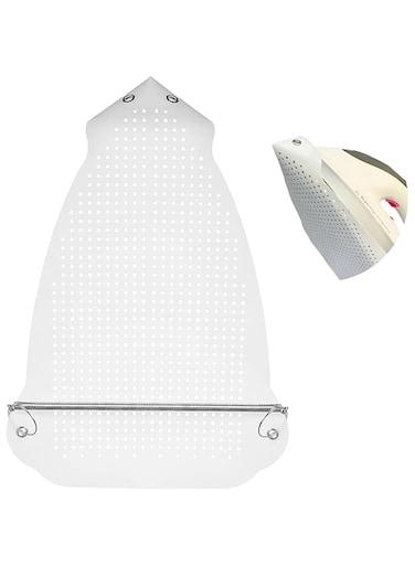 KUKUMAJI Ironing Shoe Cover Electric Iron Assistant Tool Slip on Most Standard Size Electric Iron Safe Slip On Ironing Shoe - Prevents Scorching, Sticking, Shine (white)
