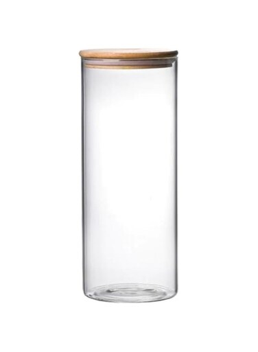 MASH 500ml Round Glass Jar with Bamboo Lid, Kitchen Food Storage Containers Airtight Lids Cereals Canisters Jars for Pasta Spaghetti Tea Coffee Beans Candy Cookies Snacks Spice (Medium - 1000 ML)