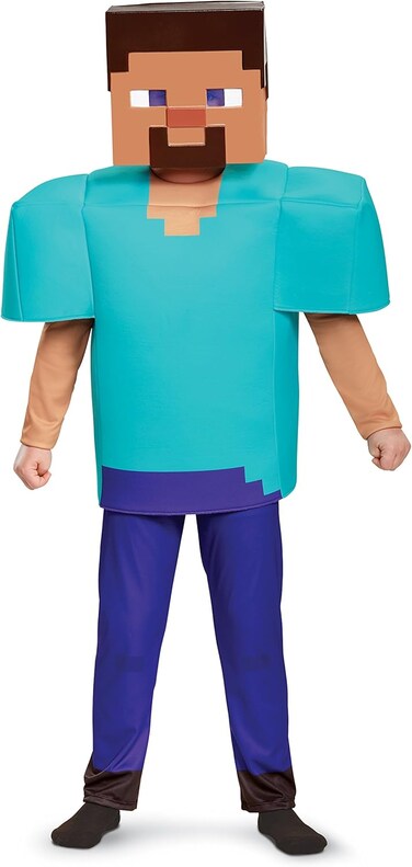 Disguise Steve Deluxe Minecraft Costume, Multicolor, Medium (7-8)