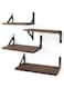 Floating Shelves, Dark Carbonized Black, 4 Sets of Wall Mounted Shelf for Bathroom Decor, Floating Book Shelves for Wall, Bedroom, Living Room or Kitchen