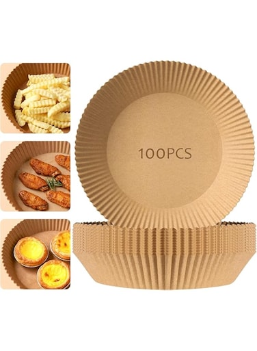 Home-Brand Home Brand Air Fryer Disposable Paper Liner, 100PCS Non-Stick Air Fryer Liners Baking Paper for Fryer Microwave Oven, Air Fryer Parchment Paper Liners for Baking,16cm, Round