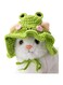 Cat Hat, Cartoon Design Knit Cute Dog Hat Soft Rabbit Hat Halloween Christmas Party Costume Head Wear Accessories for Puppy Cat Kitten Small Dogs Small Animals Green Medium