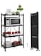 4 Layer Storage Rack with Caster Wheels Space Saving Foldable Metal Wire Rack Includes Spanner - Shelf Organizer for Kitchen Bedroom Bathroom (125cm x 71cm x 32cm)