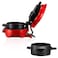 Breakfast Sandwich Maker, Red, Non-stick Coating, Double Pan Frying, 1800W Electric Burger Machine with Hot Pot Grill, 25x25cm Cooking Surface