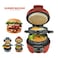 Breakfast Sandwich Maker, Red, Non-stick Coating, Double Pan Frying, 1800W Electric Burger Machine with Hot Pot Grill, 25x25cm Cooking Surface