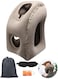 Portable Inflatable Neck Pillow Travel Pillow Velvet Gray Suitable for Aircraft Cars Buses and Offices