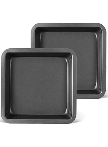 Joyzzz Cake Baking Pan, 2 PCS 8 Inch Durable Square Cake Pans, 20&times;20&times;4.5cm Easy to Clean Nonstick Heavy Carbon Steel Bakeware, Metal Brownie Pan for Making Scrumptious Dinner and Deserts