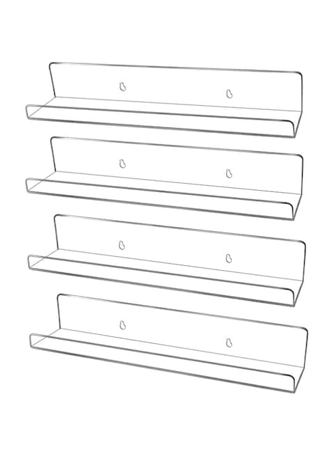 Acrylic Kids Floating Shelves,Adhesive Stickers Window Clear Invisible Bookshelves,Nursery Deco Toy Storage Ledges Wall Drilling Organizer for Bathroom, Girl or Boy Bedroom 13.8&quot; (Clear 4 PCs Set)