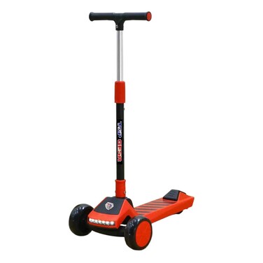 Top Gear Kids Scooter TG 9500, 3-Wheel Foldable Kick Scooter with Flashing PU Wheels, LED Light, Music, Adjustable Handlebar &amp; Rear Brake for Boys and Girls Age 3-10 - Red