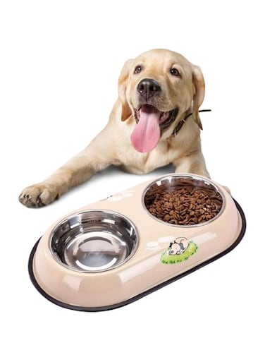 DXB Dream Double Dog Food Bowls, Dog Bowls For Food And Water Stainless Steel Dog Cat Bowls For Small/Medium/Large Dogs, Removable Stainless Steel Pet Food Bowl For Cats and Dogs