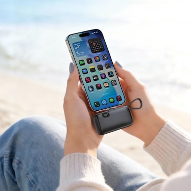 Pocket Volt 10000mAh Mini Power Bank: 20W PD Fast Charging, Built-in USB-C Connector &amp; Kickstand