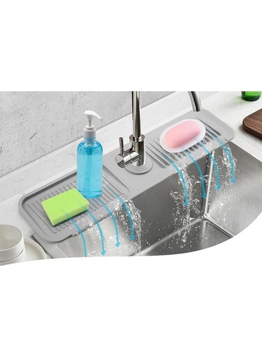 Faucet Mat for Kitchen Sink,5&Acirc;&deg; Slope Draining Mat Dish Soap Sponge Holder Kitchen Sink Splash Guard Accessories