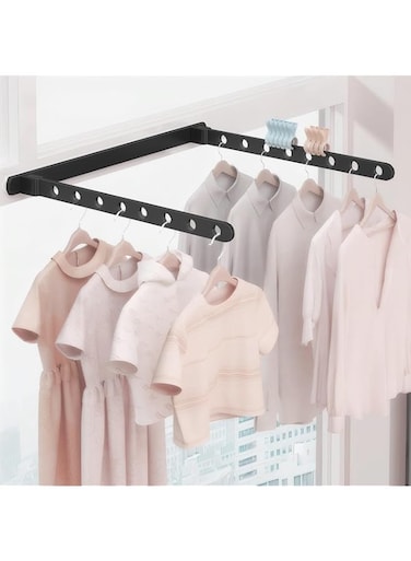 Sleclean Wall Mounted Drying Rack, Drying Rack Clothing, Clothes Drying Rack Wall Mounted, Collapsible Drying Racks for Laundry, Laundry Drying Rack, Wall Mounted Clothes Rack (Black, 50cm)
