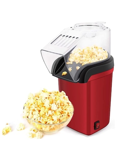 AWH 1200W Electric Hot Air Popcorn Popper Maker for Home, No Oil Needed Healthy Snack for Kids Adults, Perfect for Party Birthday Gift - RED