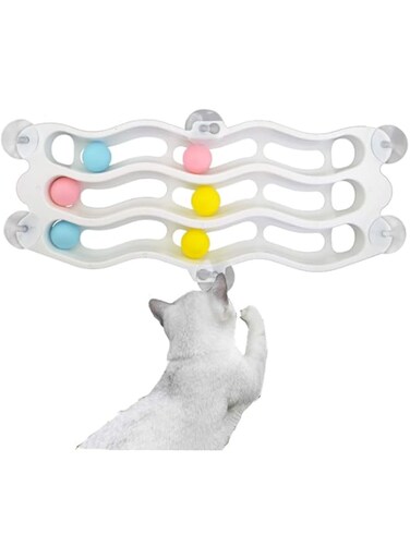 Track Ball 3 Layers, Fun Interaction Play Attracts and Exercise Sucker Cat Toy Saves Space