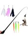 7 Pieces Telescopic Cat Wand Toy Extend Ultra Long to 1.8M Retractable Cat Teaser Stick Cat Fishing Pole Toy with 3 Feathers 3 Worms Refills Interactive Cat Toys for Indoor Cats Kittens Playing Fun