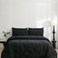 Luna Home King size comforter set, 6 piece fitted bedding set pintuck pleated, black color.
