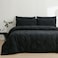 Luna Home King size comforter set, 6 piece fitted bedding set pintuck pleated, black color.
