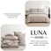 Luna Home King size comforter set, 6 piece fitted bedding set pintuck pleated, beige color.