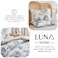 Luna Home Queen size, 6 pieces, duvet cover set, tree with blue and grey leaves.