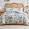 Luna Home Queen size, 6 pieces, duvet cover set, tree with blue and grey leaves.