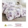 Luna Home Queen size 6 piece bedding set, white bed linen with purple floral pattern.