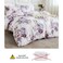 Luna Home King size 6 piece bedding set, white bed linen with purple floral pattern.