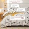 Luna Home Queen size 6 piece duvet cover set, white bed linen with gray feathers.