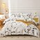 Luna Home Queen size 6 piece duvet cover set, white bed linen with gray feathers.