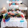 Luna Home Single size 4 piece bedding set with  duvet cover 3D white color.