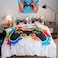 Luna Home Single size 4 piece bedding set with  duvet cover 3D white color.