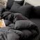 LUNAHOME-Single size 4 pieces bedding set, Washable Cotton Black Color.