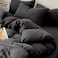 LUNAHOME-Queen size 6 Pieces bedding Set, Washable Cotton Black Color.