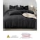 LUNAHOME-Queen size 6 Pieces bedding Set, Washable Cotton Black Color.