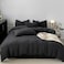 LUNAHOME-Queen size 6 Pieces bedding Set, Washable Cotton Black Color.