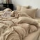 LUNAHOME-Single size 4 pieces bedding set, Washable Cotton Beige Color.