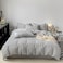 LUNAHOME-King size 6 Pieces bedding Set, Washable Cotton Light Grey  Color.