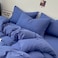 LUNAHOME-Queen size 6 Pieces bedding Set, Washable Cotton Blue Color.
