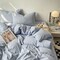 LUNAHOME-Queen size 6 Pieces bedding Set, Washable Cotton Light Blue  Color.