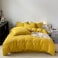 LUNAHOME-Queen size 6 Pieces bedding Set, Washable Cotton Yellow Color.